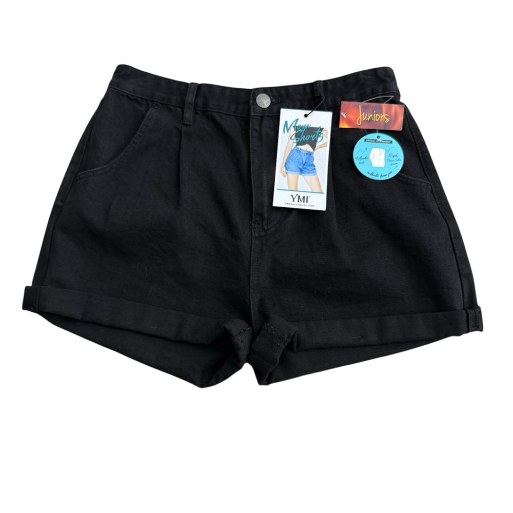 YMI Stretch Denim Dream Collection MOM Shorts Cuffed Junior Size 9/29 Black NWT